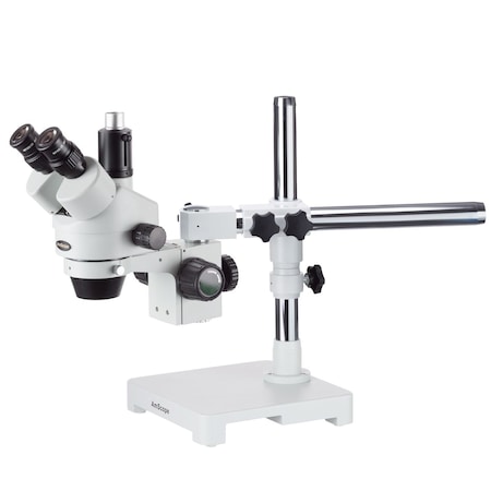 7X-45X Trinocular Stereo Zoom Microscope On Single-Arm Boom Stand